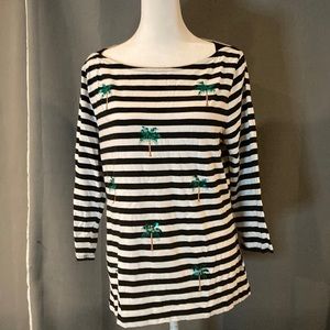 NWOT A.N.D EA WY SIZE XL NAVY BLUE AND WHITE STRIPE WITH PALM TREES 🌴